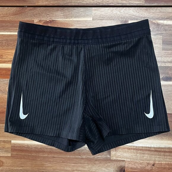 Nike Dri-Fit Aeroswift Tight Running Shorts Woman Large Black Compression - Picture 1 of 11